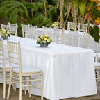 TURSTIN 6 Pieces White Plastic Table Skirts 14 Feet x 29 Inch for Rectangle Tables Fitted Tablecloth Disposable Table Cover for Birthday Party, Events, Banquette Baby Shower
