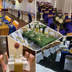 Chair Sashes Sequin Stretch Chair Bands Spandex Polyester Bows for Party Hotel Wedding Banquets Decoration - 6 Pcs Aqua