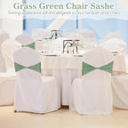 Kinlop 50 Pcs Spandex Chair Sashes Bows Chair Bands Slider Sashes for Covers Elastic Bands Ties Without Buckle Decorations for Wedding Party Events Ceremony Birthday(Sage Green)
