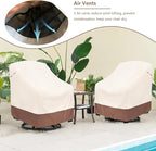 Outdoor Swivel Chair Cover 2 Pack,Outdoor Furniture Patio Chair Covers Waterproof Clearance,(35"W x 37"D x 38.5"H) Outdoor Lawn Patio Furniture Covers,Beige & Brown
