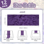 12 Pack Purple Cheesecloth Table Runner 10ft Boho Gauze Fabric Cheese Cloth Table Runner 35 x 120 Inch Rustic Sheer Runner for Romantic Wedding Decor Baby Shower Party Table Centerpiece Decoration
