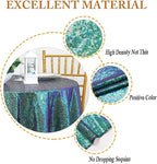 ShinyBeauty 36”x36” Iridescent Green Sequin Tablecloth - Glittery Overlay for Small Tables, Perfect for Birthday & Baby Shower Decor, Sparkly & Durable