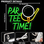 Neon Sign for Wall Decor, Par Tee Time Neon Sign, 16.14" x 12.8" Golfing LED Sign USB Dimmable Golf Ball Neon Lights for Room, Party, Club, Office, Man Cave, Window, Wall Decor