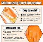 6 Pack Orange Foil Fringe Curtain Backdrop, 3.28Ft x 8.2Ft Metallic Tinsel Foil Fringe Streamer Curtains for Photo Booth, Birthday, Wedding, New Year Party Decorations