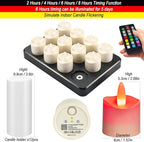HL Flameless Candles with Remote Timer&Charging Station, 60+Hours Rechargeable Waterproof Outdoor RGB Tea Lights Colorful Candles for Valentine's Gift Halloween Christmas Home Party Decor-12pcs