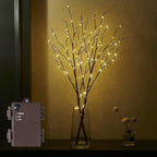 Fudios Lighted Brown Branches with Timer 32 in 100 LED for Vases Battery Operated, Artificial Willow Branch Twigs with Warm White Lights for Christmas Holiday Party Decor