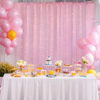 10×10ft Pink Tulle Backdrop Curtain with Lights String for Parties, Sheer Photo Curtain Backdrop Drapes for Wedding Party Photography Backgrounds