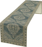 Boho Floral Vintage Table Runner, Blue Teal Retro Flower Rustic Country Farmhouse Pattern for Home Kitchen Table Decor Dining Coffee Room Party Decor 13x72in
