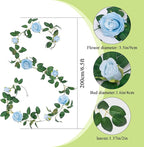 U'Artlines 3 Pack Artificial Blue Rose Vines Floral Garlands Total 19.5 Ft Fake Vine Silk Flower Garland for Indoor Outdoor Home Wedding Arch Garden Wall Decoration