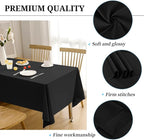 4 Pack Black Tablecloths for 6ft Rectangle Tables 60 x 102 Inch - Polyester Table Cover Stain and Wrinkle Resistant Washable Fabric Table Clothes for Wedding Party Banquet Reception Restaurant