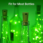 Aluan Wine Bottle Lights with Cork, 20 LED 10 Pack Fairy String Lights Waterproof Battery Operated Mini LED Cork Lamp for Liquor Bottles Jar Party Wedding Christmas Festival Bar Decoration, Green