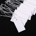Shappy 300 Pcs 0.8 x 1.58 Inches White Price Display Tags Marking Labels Display Hanging Tags with Elastic String