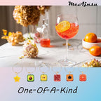 24Pcs Wine Glass Charms & Markers - Reusable Identifier Tags for Stem Glasses - Funny Non-Scratch Charms for Summer Beach, Christmas & Wine Party