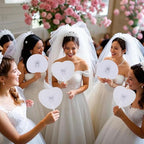 12 Pcs Decorative Paper Folding Hand Fans Handheld,White Round Heart Foldable Wedding Fans Chinese and Japanese Fans Bulk for Bridal Guest Church Party Favors Dancing Birthday DIY