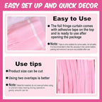6 Pack Macaron Pink Foil Fringe Curtains Backdrop, 3.28 x 8.2 Ft Metallic Streamers Tinsel Curtains Background for Photo Booth, Birthday, Weddings, Carnivals, Graduation, Themed Party Decorations