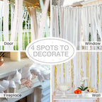 PartyWoo White Crepe Paper Streamers 4pcs 328ft Pack of Pearl White Crepe Paper Streamers for Wedding Graduation Baby Shower Engagement Anniversary Bachelorette Winter Birthday Party Decorations