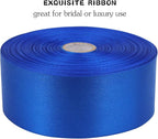 Blue Solid Satin Ribbon 1-1/2 Inch 50 Yards Solid Polyester Fabric Ribbon for Gift Wrapping Wedding Christmas Baby Shower Birthday Party Decoration Handmade Immortal Flower Craft