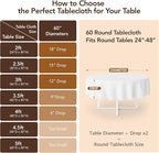 Biscaynebay Fall Tablecloth Textured Fabric Round Table Cloth 60" for Tables diameters from 28" to 48", Bronze Thanksgiving Autumn Harvest Water Resistant Fabric Table Cover for Kitchen, Dining, Party