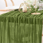 MLMW Fall Cheesecloth Table Runner Forest Green Boho Cheese Cloth Gauze 160 inch Rustic Sheer Table Runner 13.3ft for Wedding Party Baby Bridal Shower Birthday