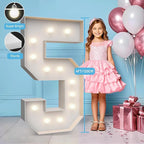 4FT Marquee Light Up Numbers 5,Party Decoration Large Marquee Light Up Letters with Weighted Water Bag,Pre-cut Foam Board Set Can Be Used for Birthdays,Weddings,Baby Anniversaries