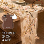 Fudios Lighted Garland Spring with Cherry Blossom 96 Fairy Lights 6FT for Mantle Year Round,Flower Garland with Lights with Timer Battery Operated for Wedding Party