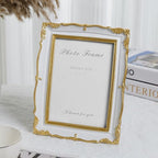 Cuspin Vintage Picture Frame 5x7 Gold Frames, Ornate White and Gold Textured Hand-Crafted Resin Frame with Glass Front, 5 by 7 Antique Photo Frames for Tabletop Display
