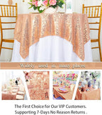 ShinyBeauty Square Tablecloth 72x72-Inch Sequin Tablecloth Overlay Rose Gold Table Cover Sequined Table Cloths for Wedding Rose Gold Shimmer Tablecloth Linen Square Overlay for Cocktail/Cake