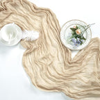 6 Pack Beige Cheesecloth Fall Table Runner 10ft Boho Gauze Fabric Cheese Cloth Table Runner 35 x 120 Inch Rustic Sheer Runner for Thanksgiving Wedding Decor Baby Shower Party Centerpiece Decoration