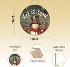 CGBHW Winter Wooden Sign, Vintage Snowy Snowman Hanging Sign Wall Decor for Room Home, Rustic Winter Snowflakes Christmas Holiday Let it Snow Door Decor 12 x 6 Inch