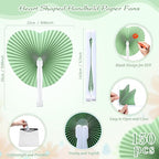 Unittype 150 Packs Wedding Paper Fans Heart Shaped Folding Handheld Fans for Wedding Decorate Guests Favor Anniversary Birthday Party Supplies Home Decor(Sage Green)