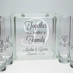 Glass Personalized Blended Family Sand Ceremony Set - Printed w Ink - Unity Sand Set for Weddings w LID, Sand - Together We Make a Family Sand Ceremony Kit for Wedding - Unity Candle Alternative