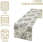 Vintage Flower Table Runner, Black White Wildfloral Floral Sketch Print Kitchen Dinning Table Runner for Indoor Outdoor Home Wedding Party Holiday, 13x120 Inch