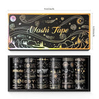 36 Rolls Glow-in-The-Dark Starry Washi Tape Set with Gold Foil Celestial Patterns - Writeable Decorative Tapes for Scrapbooking, Bible Journaling, Bullet Journals 0.6" x 79" per Roll