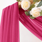MLMC Hot Pink Wedding Arch Draping Fabric 4 Panels 29" x 20 FT Extra Long Gauze Drapes Sheer Backdrop Curtains 6.6 Yards Outdoor Drapery Panels for Wedding Ceremony Party Ceiling Decoration