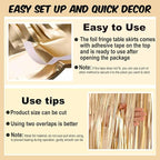 3 Pack 29 x108 Inch Champagne Gold Foil Fringe Table Skirts Metallic Banner for Tinsel Streamer Garland Backdrop for Parade Floats Mother's Day, Graduate, Birthday, Wedding Party Decoration
