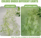 24 Pack Green White Wisteria Hanging Flowers, 3.4 Ft Fake Hanging Flowers, Artificial Wisteria Garland Vines for Wedding Room Backdrop Outdoor Patio Garden Decoration