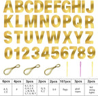 TaoBary 112 Pcs DIY Letter Kit Glitter Customizable Banner Letters Include 107 Letters and Numbers 3 Rope and 2 Needles for Birthday Halloween Christmas Wedding Valentine Party Decor(Bright Gold)