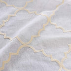 Sheer Curtains Beige 63 Inches, Rod Pocket Voile Drapes for Living room, Bedroom, Embroidered Moroccan Tile Lattice Design Window Semi Crinkle Curtain Panels for Yard, Parlor, Set of 2, 52"x 63".
