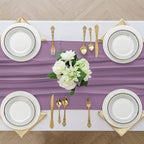 2 Pack 10 Ft Chiffon Table Runner Lavender Gauze Long Table Runners 27x120 Inches Sheer Tulle Table Runner for Rustic Wedding Reception Bridal Shower Decorations Birthday Party