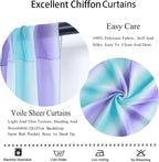 DUOBAO 2-Pack Mermaid-Inspired Chiffon Curtain Panels - Long Ombre Aqua Turquoise Teal Lilac Purple Sheer Voile for Girls' Bedroom & Living Room Windows, Each 58"" W x 120"" L