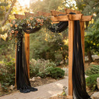 Wokceer Wedding Arch Draping 2 Panels 28.7" x 20FT Black Sheer Fabric Backdrop for Ceremony, Birthday Party, Bridal Shower Decoration