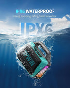 Powerful 80W Outdoor Bluetooth Speaker: IPX6 Waterproof, Rugged, 20H Playtime, Deep Bass, Lightshow, TWS, BT 5.3 Wireless, Portable for Travel Hiking Camping Beach Pool - Teal