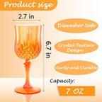Plastic Wine Glasses，Orange Goblets Vintage Style Cordial Drinking Glasses for Wedding Reception, Halloween Grand Event Party Supplies (24, Pumpkin orange)