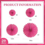 20 Pcs Rose Red Hanging Paper Fan, Hanging Honeycomb Round Paper Fans for Weddings, Birthdays, Easter, Baby Showers, Classroom, Events Ceiling Party Supplies Decorations