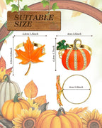 KPOSIYA Fall Napkins Rings, 12 Pcs Thanksgiving Napkin Ring Fall Maple Leaf Napkin Rings and Halloween Pumpkin Napkin Holders for Thanksgiving Table Decorations, Fall Banquet, Holiday Dinner Party