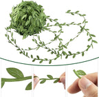 IHKFILAN 262.5 Ft Leaf Ribbon,Olive Green Leaves Leaf Trim Ribbon,Artificial Vines Wild Jungle Decorative Botanical Greenery for Baby Shower Home Wall Garden Wedding Party Wreaths DIY Craft(Green)