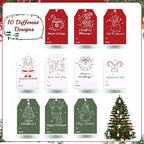 100PCS Christmas Gift Tags 10 Styles Merry Christmas Gift Tags with String Modern Kraft Name Tag for Present Wrapping Xmas Holiday Festive Party Favors