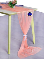 MDS 20 Pack 10ft Chiffon Table Runner 29 x 120 Inches Sheer Wedding Runner Romantic Rustic Table Runner for Wedding Decorations, Birthday Parties, Bridal Shower Party Arch Decor - Peach