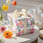 RUSPEPA Floral Wrapping Paper Roll for Women Girls, Mini Roll, Watercolor Pink Rose Gift Wrap, Flower and Foliage Paper for Wedding, Birthday, Mother's Day, Spring, Bridal Shower, 17 Inch X 16.4 Feet