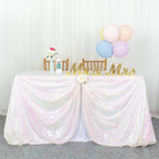 ShinyBeauty Square Tablecloth 72x72-Inch Sequin Tablecloth Overlay Iridescent White Table Cover Sequined Table Cloths for Wedding White Tablecloth Linen Square Overlay for Cocktail/Dessert